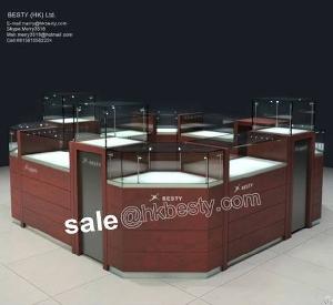 watch display kiosk showcases enclosed island cabinets cherry