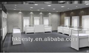 White Jewelry / Optical / Eyeglasses / Watch / Perfume Shop Showroom Interior Funiture Design