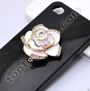 3d Flower Rhinestone Cabochon Iphone Decoration