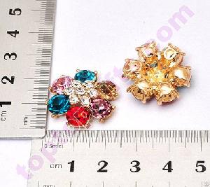 Mixed Color Rhinestone Flower Metal Cabochon Cell Phone Case Decor