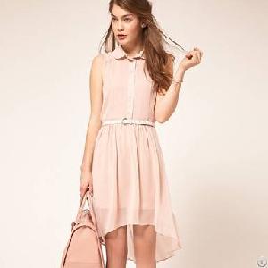 Academy Style Irregular Sleeveless Two Pieces Dress Pink