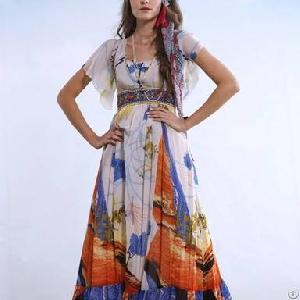 Bohemian Sand Hot Sale Long Chiffon Dress