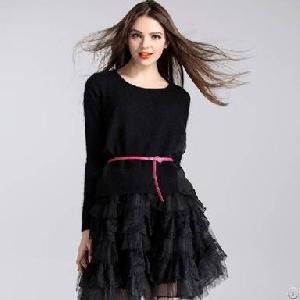 Cake Layer Lace Decorate Gauze Skirt Black