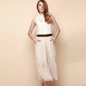 Casual Style Plus Size Wide Leg Pants Apricot