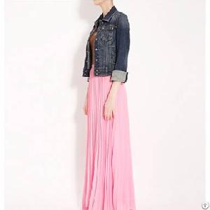 Chiffon Big Lap Long Skirt Pattern Green Black Pink