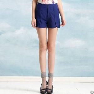 Elegant High Quality Brief Pocket Women Shorts Sapphire Blue Light Brown