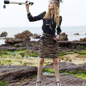 Elegant Leopard Charming Slim Long Skirt Khaki