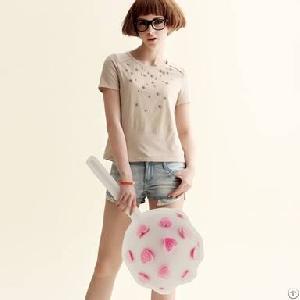 Fashion Lace Montage Slim Women Jean Shorts Blue