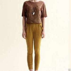 Fashion Newly Pure Color Leisure Harem Trousers Yellow Red