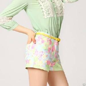 High Waist Small Flower Print Shorts