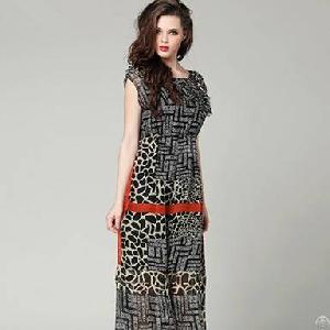 Long Pattern Graceful Simply Silk Dresses Black