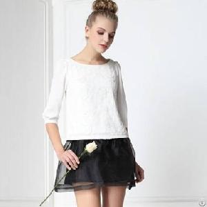 Loose Style Three Quarter Sleeve Top White