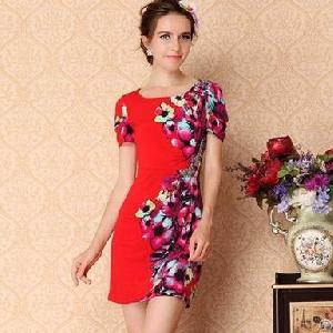 newly flower printed slim dress