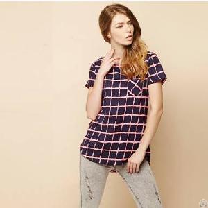 Swallow Tail Pattern Blue Blouse For Women