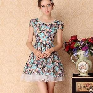 Sweet Princess Lace Floral Pretty Dresses Blue Purple