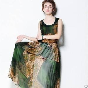 vintage waist lake blue green silk dress