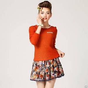 Vintage Style Pleated Flower Skirts Red