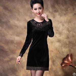 Western Luxurious Embroidery Elegant Dresses Black