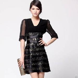 Western V Collar Elegant Montage Dresses For Women