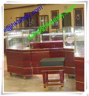 cherry wood luxury display showcase bright led lights