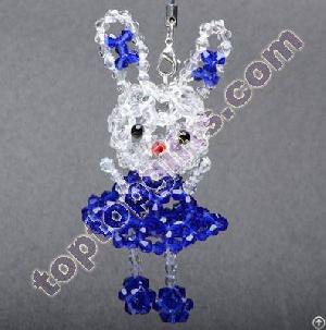 Cute Crystal Beaded Girl Rabbit Charm 3d Beaded Animla