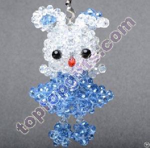 Rondelle Crystal 3d Beaded Bunny Charm