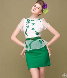 2013 Summer Graceful Organza Dress Green