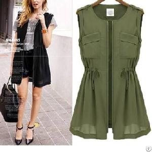 All Match Linen Dress Army Green Black