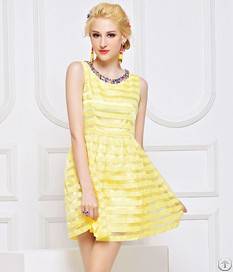 Beads Decorate Dresses For 2013 Yellow Blue