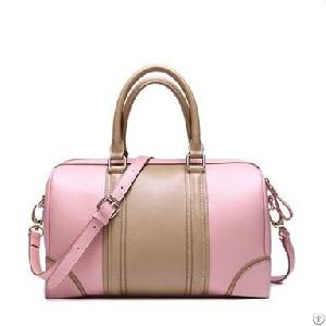 Elegant Western Junior Color Contrast Leather Bags Pink