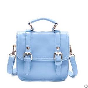 Fashionable Style Buckle Decorate Women Bags Light Blue