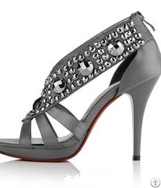 Graceful Style Rhinestone Sandals Wedding Silver Black