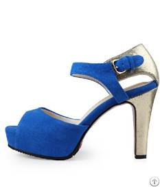 High Heel Womens Leather Sandals Blue