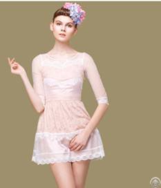 Lace Decorate Casual Dresses For Women Apricot