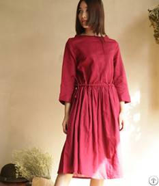 Round Collar Long Red Dresses