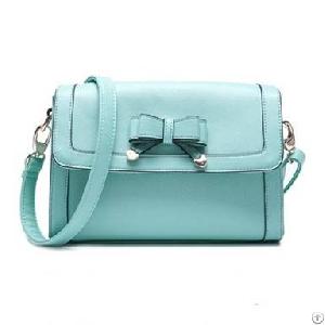 Sweet Hot Sale Bowknot Cheap Leather Bags Lake Blue