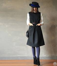 Vintage Style Vest Autumn Dresses Black
