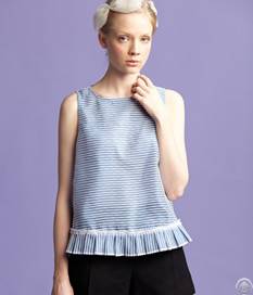 Fashion Stripes Round Collar Sleeveless Vest Blue