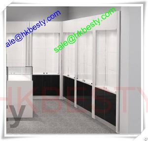 White Silver Jewellery Store Design / Wood Glass Showroom / Custom Store Display Showcase For Jewelr