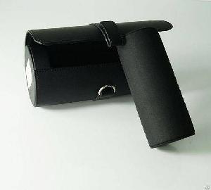 cylindrical leather watch case
