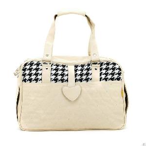 pu pet carrier houndstooth dog bag