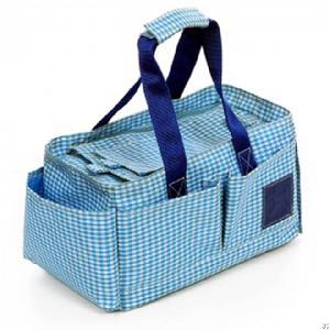 Blue Red Canvas Grid Dog Cat Bag Pet Carrier