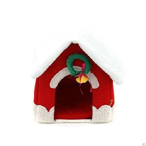 christmas house pet dog bed