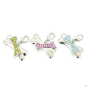 crystal bone dog pet collar charms