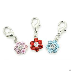 crystal flower dog pet collar charms