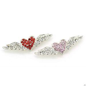 crystal heart wings dog pet slider fit 1cm collar charm