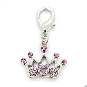 Lovely Queen Charm With Pink Heart Diamond For Pet Puppy Dog