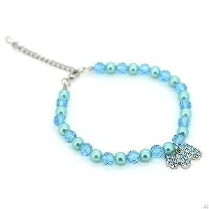 lucky star diamond hang tag blue green pet necklace