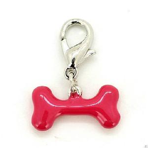 Pink Enamel Bone Dog Pet Collar Charms