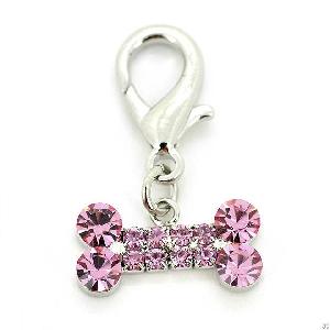 Pink Full Diamond Hang-tag Pet Charm For Dog Puppy Cat